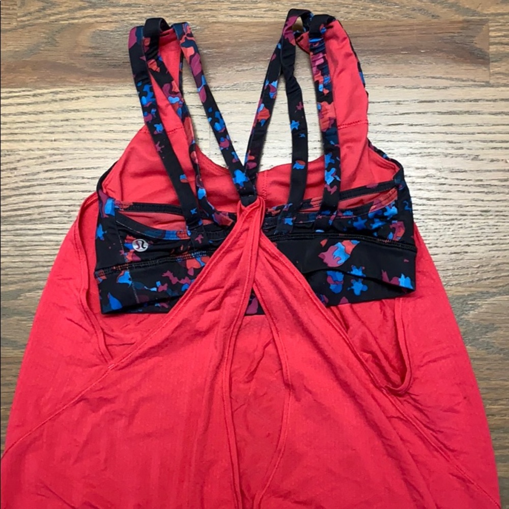 Pink lululemon tank top with built in sports bra